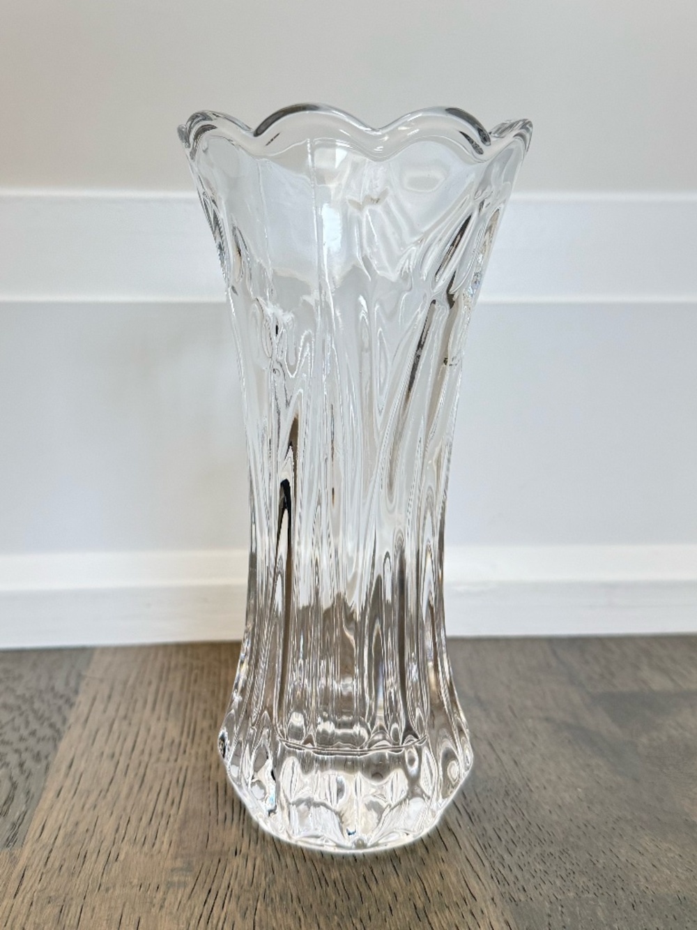 8” Clear Glass Fluted Flower Vase Glass Vase Home Decor